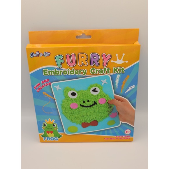 Craft For Kids Other - Craft For Kids Furry Embroidery Craft Kit Frog Green CFK-1479 Ages 8+ DIY Set